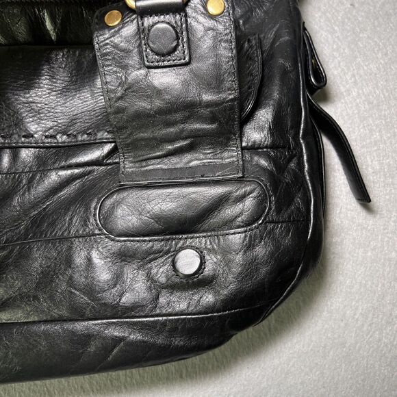 Vintage Juicy Couture Leather Purse Y2K Handbag Black Brass Chunky Chain - Picture 5 of 16